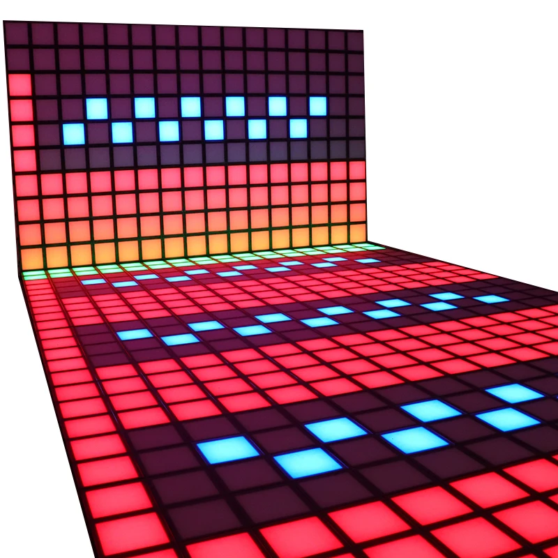 Ubin Lantai LED Pixel Grid Interaktif 30x30cm untuk Ruang Game, Mega Relax, Tahan Air IP65