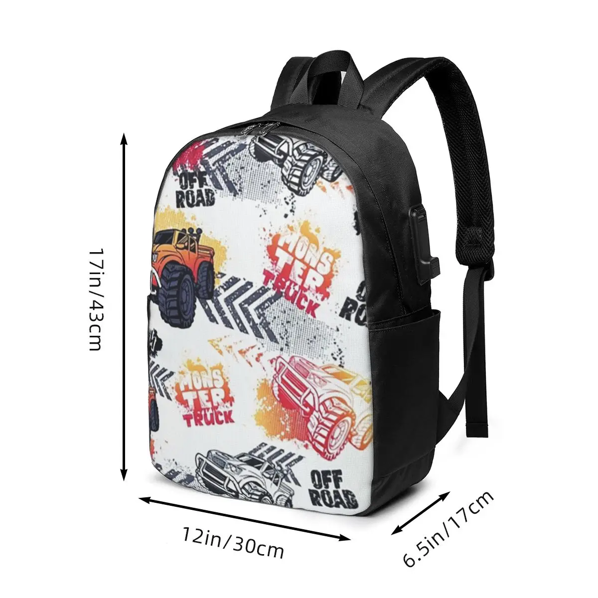 Cartoon Off Road Vehicle Pattern Backpack Travel Notebook Bag Computer College Student School Bag Laptop Shoulder Bags Men Women