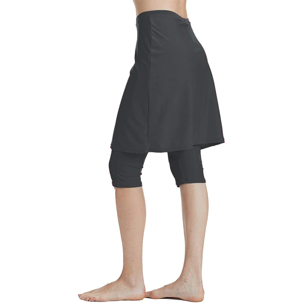 Imagem -02 - Capris Feminino Leggings Energético Saia Maiô Protetor Solar Saia Cinza