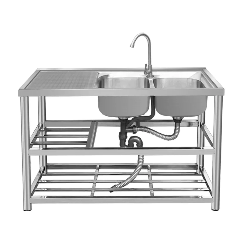 Round leg stainless steel sink stand with shelf