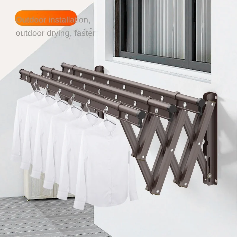 FQ Balcony Retractable Clothes Hanger Outdoor Push-Pull Folding Drying Rack