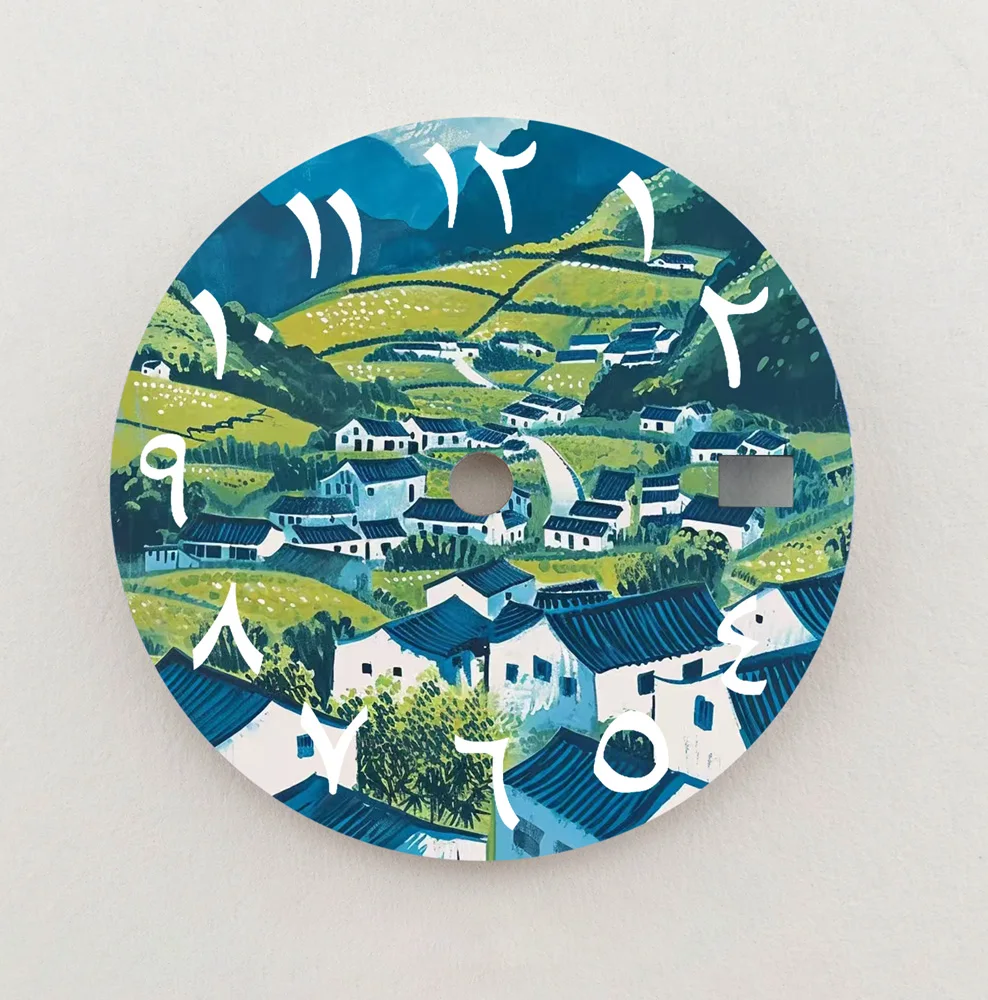 NH35 Dial Rural Landscape Dial 28.5mm Arabic Numerals Dial NH36 Dial Fit NH35/6 Movement Watch Parts Replacement Custom LOGO