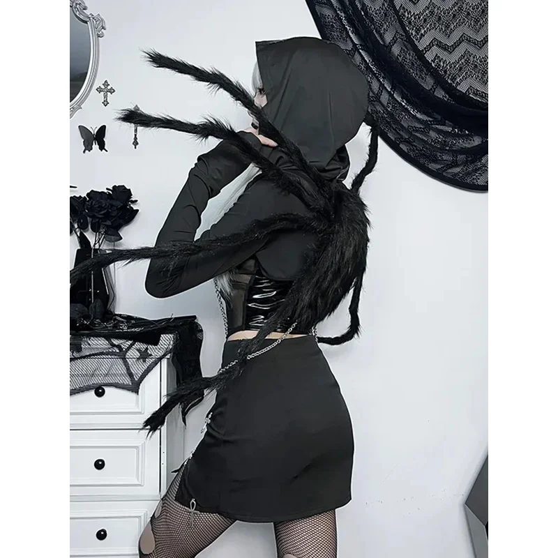 

InsGoth женские толстовки в готическом стиле в стиле панк, бандажные укороченные топы, пуловер с длинными рукавами, толстовка для тренировок, лоскутный халат на шнурке, пальто