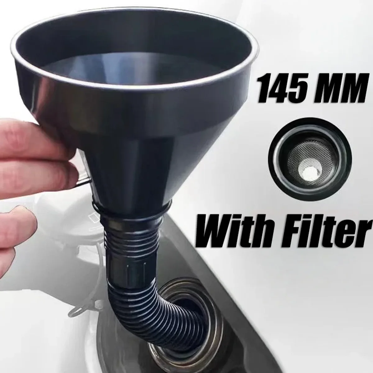 2Pcs Multifunctional Refueling Funnel with Filter Portable Car Motorcycle Gasoline Engine Oil Funnel Car Long Mouth Funnels
