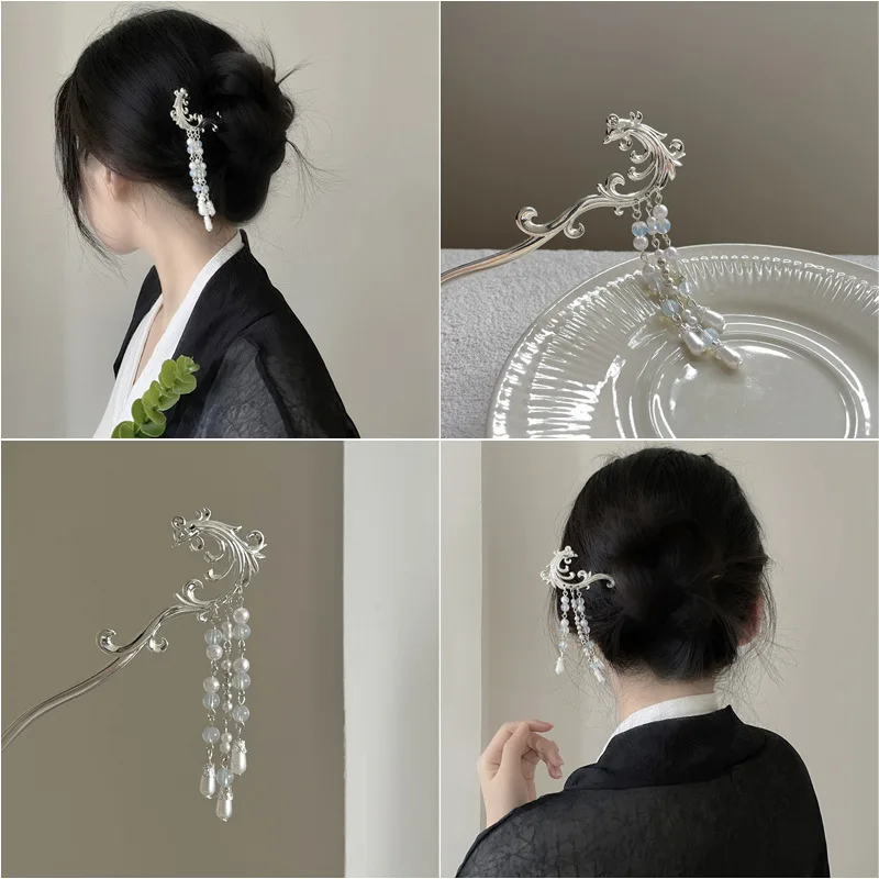 

Antique classical tassels, step shaking hairpins, high-grade sense Hanfu, ancient costume headdress, disc hairpins, temperament