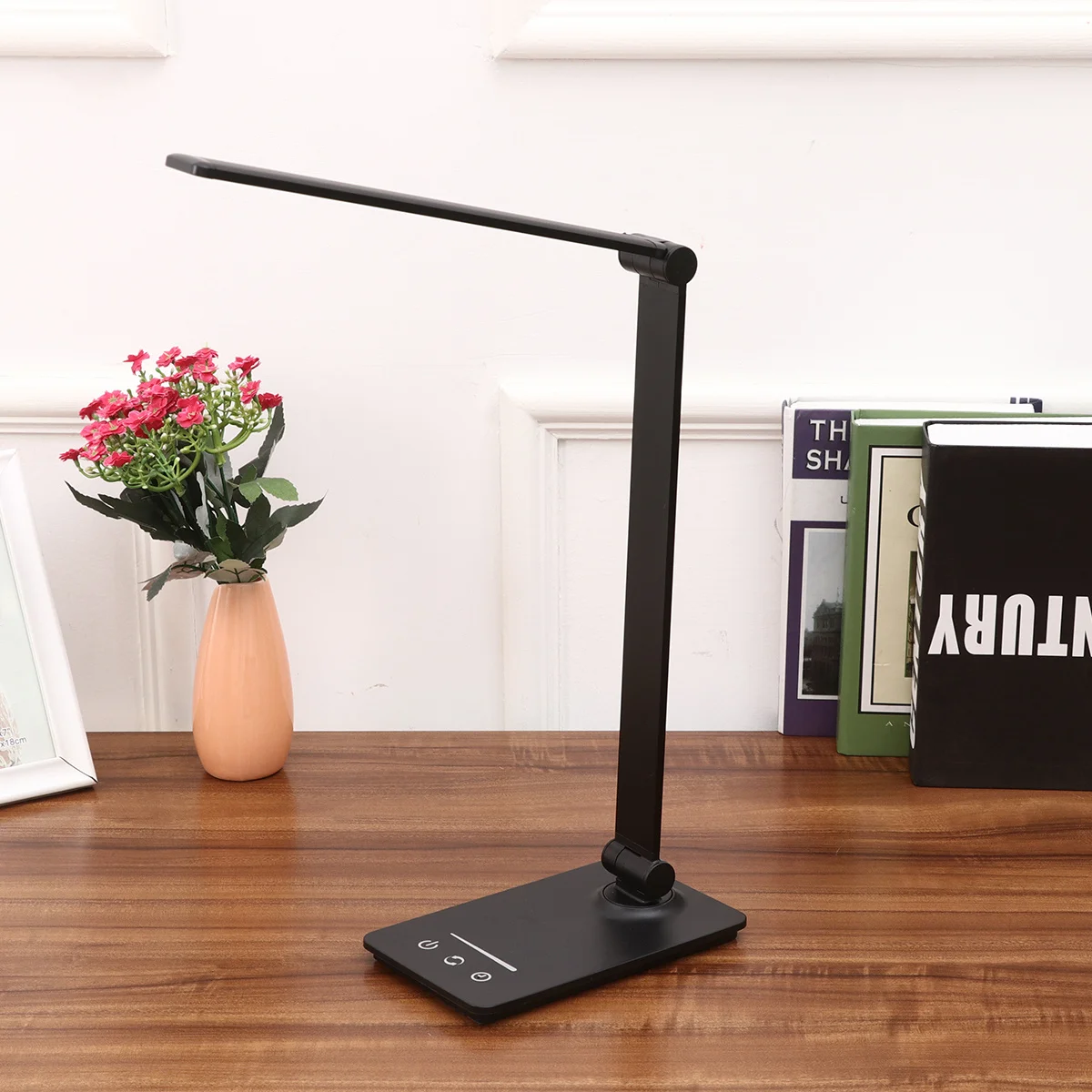 

1 шт. светодиодная настольная лампа для защиты глаз, 5 режимов, черная складная USB-зарядка с сенсорным управлением, лампа для офиса, спальни, ночник для чтения