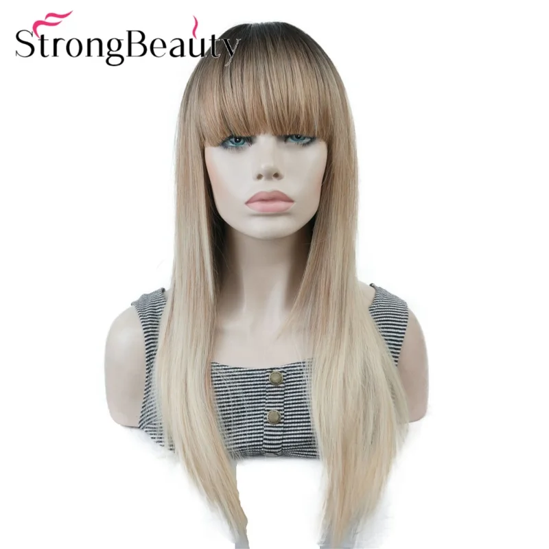 

Синтетический парик StrongBeauty длиной 24 дюйма, прямой, премиум-класса, с эффектом омбре, натуральный цвет