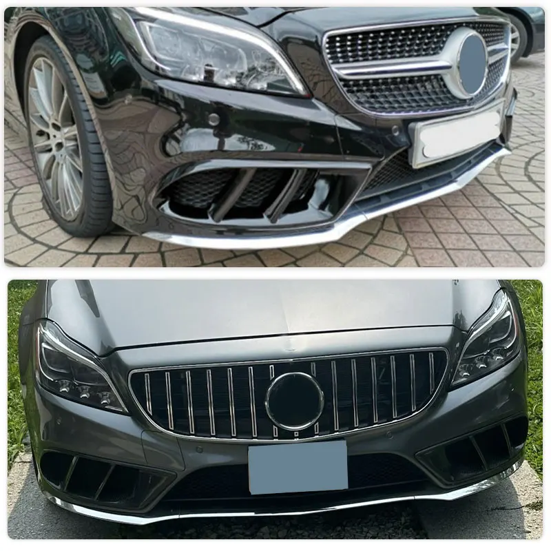 W218 Carbon Fiber Air Vent Outlet Cover Trim Mesh Grill Frame For Mercedes Benz ClS class Front Bumper CLS550 2014-2017 FRP