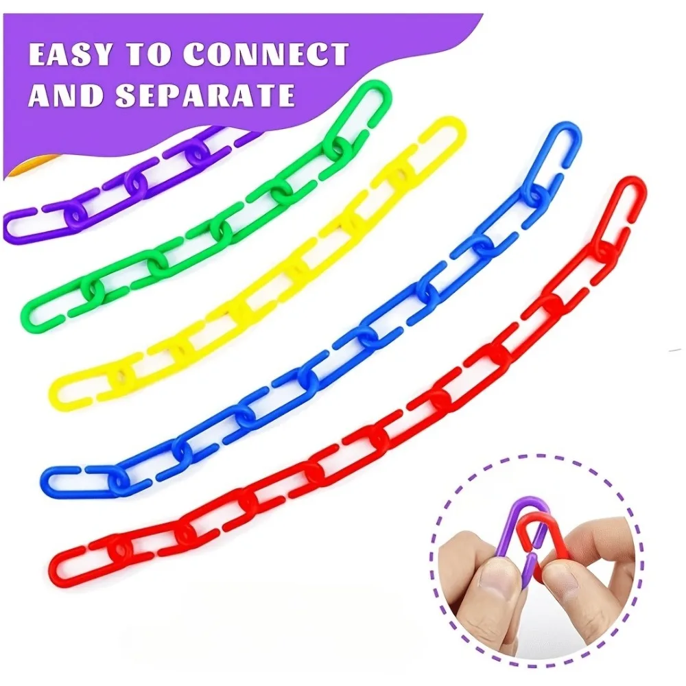 Rainbow Buckle Building Blocks Set, Educational Link Chain Block Combination, Random Color Matching, Suitable