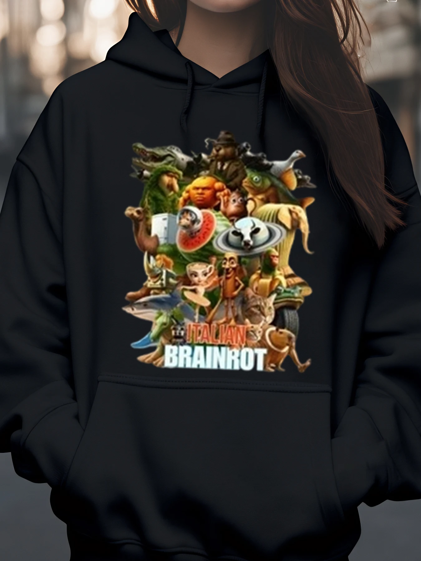 

Итальянская толстовка с капюшоном на Хэллоуин с героями мультфильмов Brainrot, повседневная одежда для мужчин и женщин