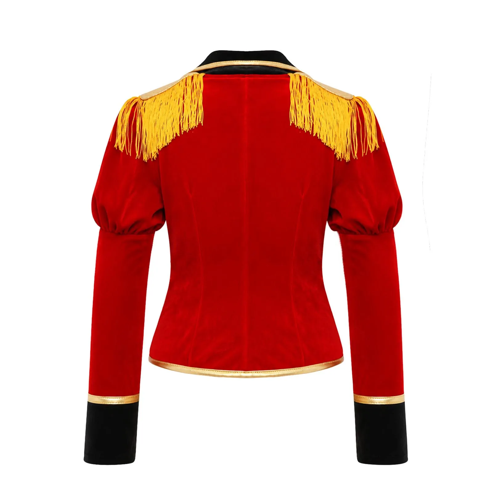 #6-16 Carnival Circus Ringmaster Costume Long Puff Sleeve Fringe Epaulet Jacket Metal Chain Front Coat Halloween Cosplay Costume view 4