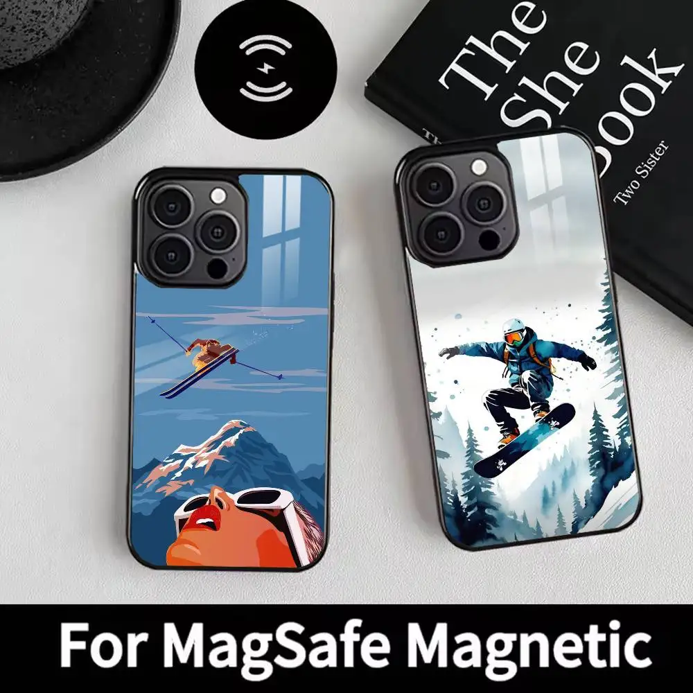 

Skiiing wallpaper Phone Case For iPhone 17,16,15,14,13,12,Plus,Pro,Max for Magsafe Magnetic Wireless Charging