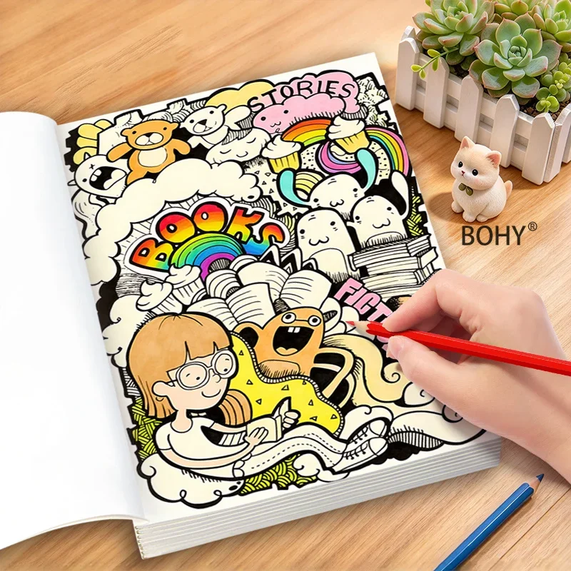 1 Healing Hand Drawn Coloring Book, Containing 24 Pages, It Provides Stress Relief in The Office, Heartwarming Gifts for Holiday