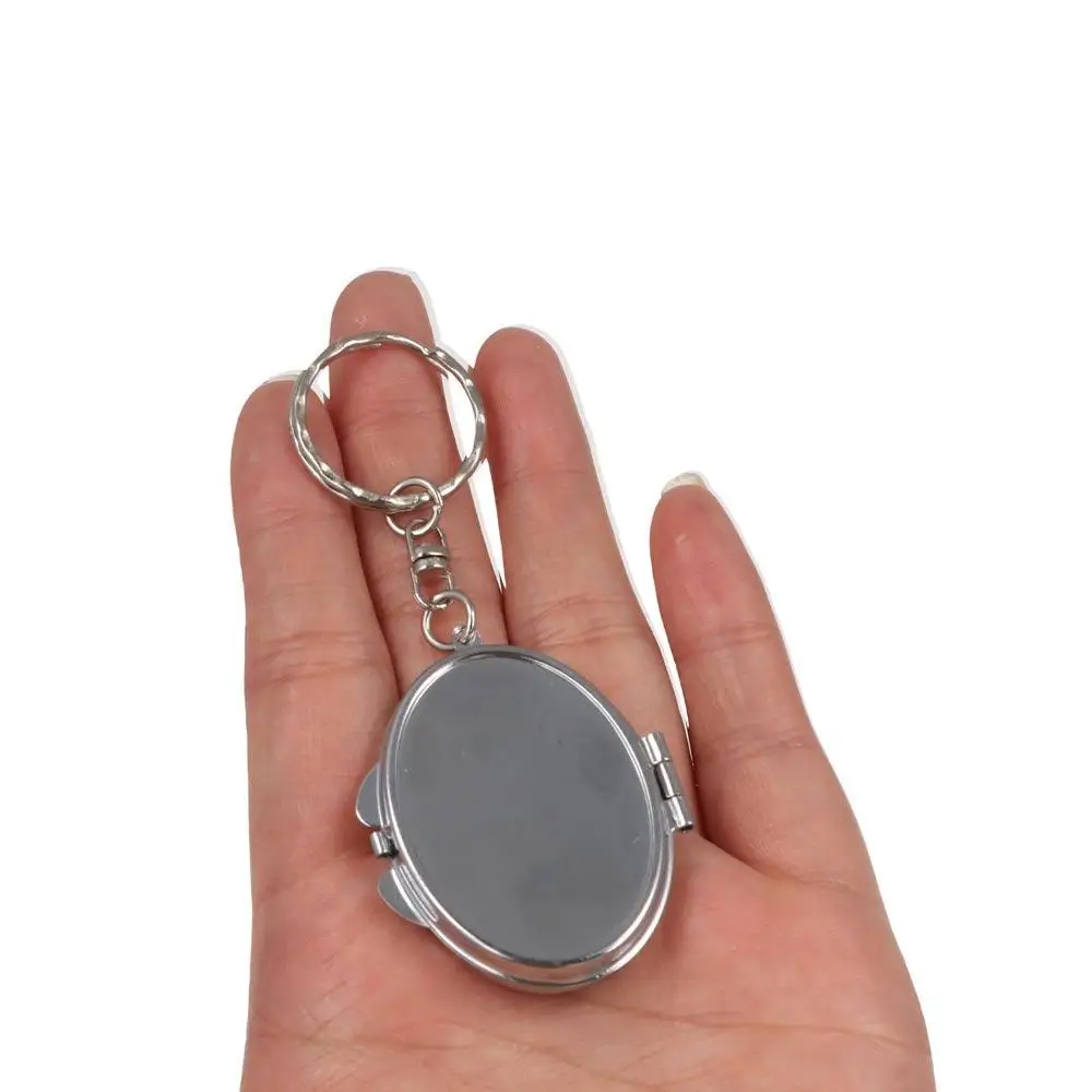 Makeup Mirror Folding Mirror Key Chain Metal Double Sides Makeup Cosmetic Mirror Key Ring Round Heart Oval Sqaure Shape