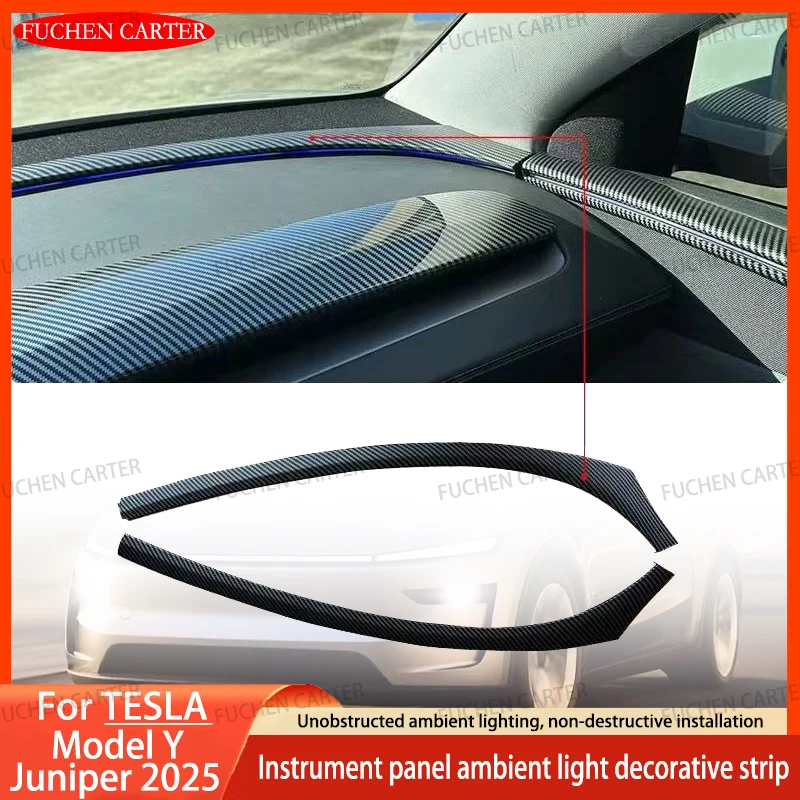 

Декоративная накладка на приборную панель для Tesla New Model Y Juniper 2025, текстура под карбон, АБС-пластик, аксессуары для интерьера автомобиля