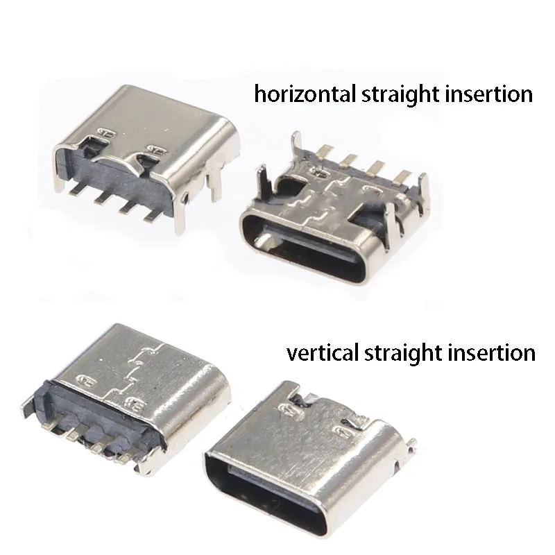 3pcs USB-3.1 Connector Type C Horizontal Vertical Straight Insertion Female Socket With 90 180 Degree 2 4 Fixed Feet USB Socket