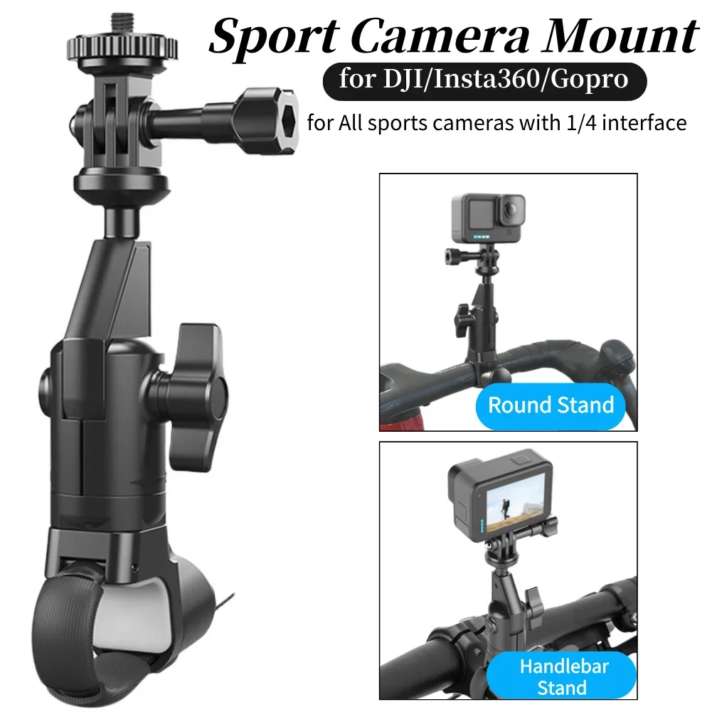Bicycle Handlebar Stand 360 Rotating Motorcycle Bike Camera Holder for Insta 360 X2 X3 X4 Go Pro 12 11 10 DJI