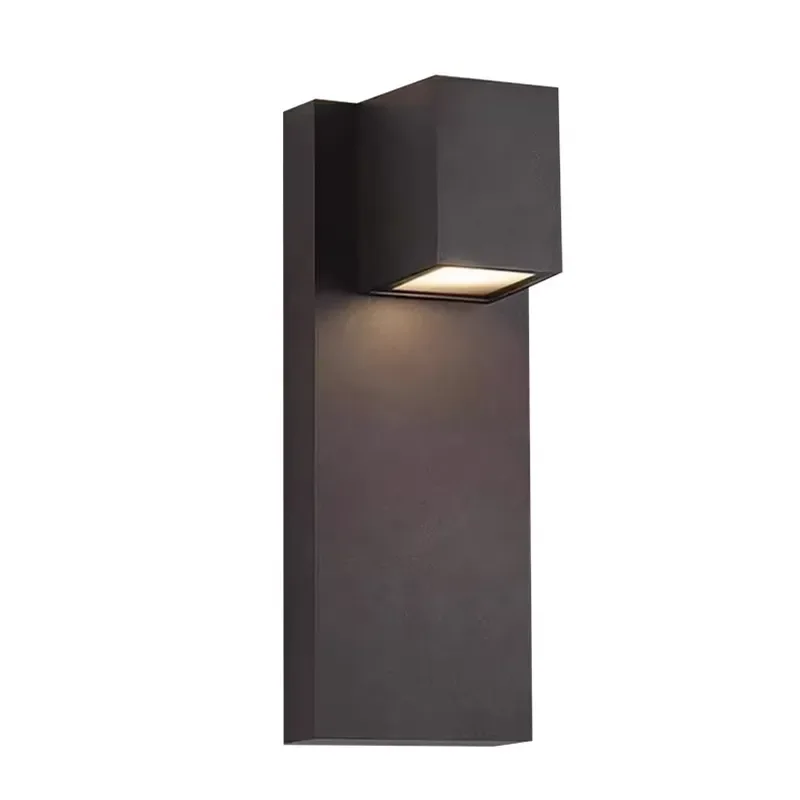 Solar LED aluminum cylindrical and square outdoor wall lamps, polycarbonate diffuser, waterproof IP65 light sensor, suitable