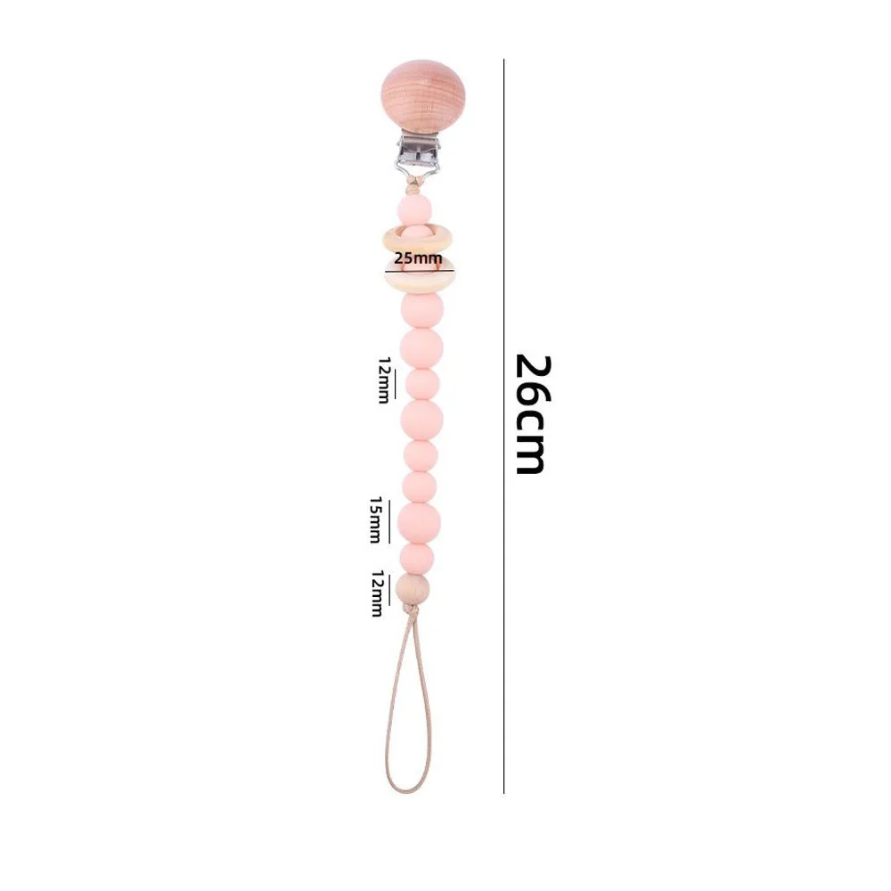 Baby Houten Fopspeen Clip Hout Gehaakt Cartoon Tandjes Fopspeen Ketting Voor Bpa Vrije Verpleging Kauw Speelgoed Baby Dummy Houder Ketting