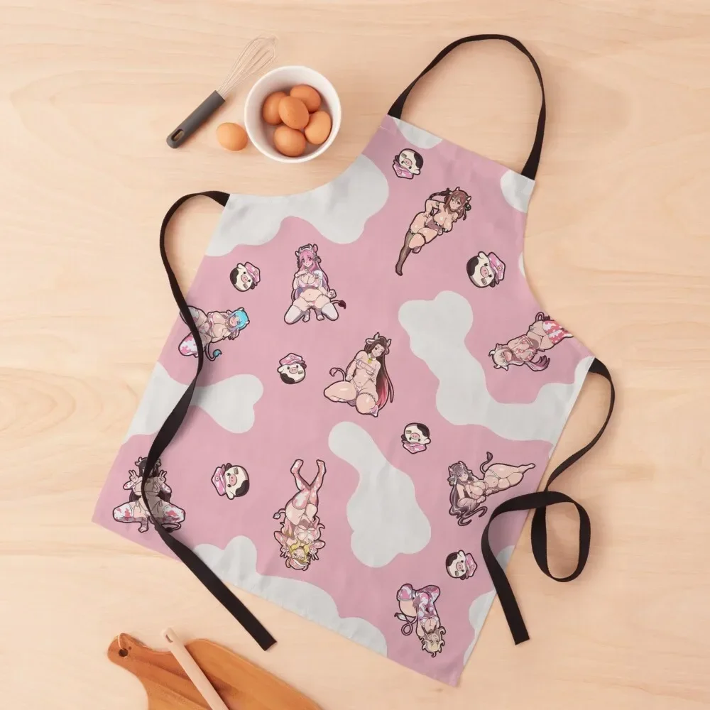

Strawberry COWS! Apron Things For Kitchen for kitchen useful Christmas gift with pockets Apron
