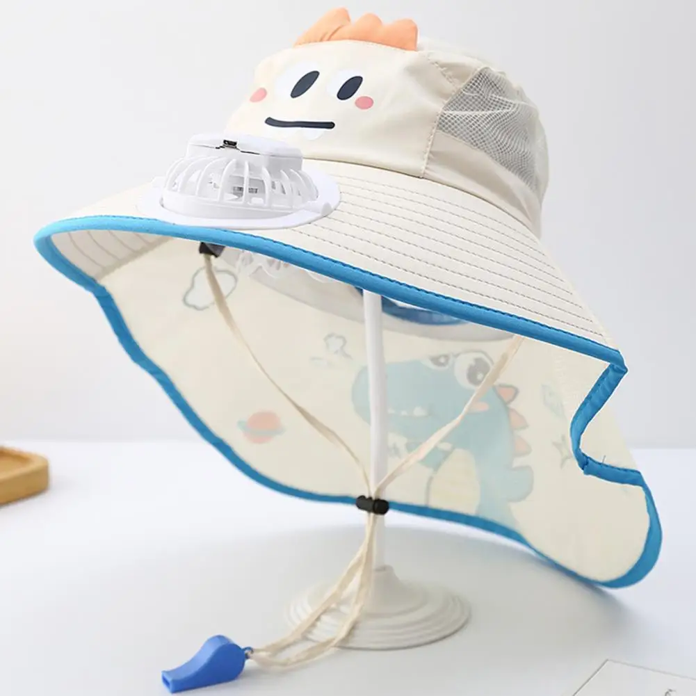 

Elasticity Sun Hat Outdoor Sun Hat Breathable Sun Protection Headwear Child Wide Brim Beach Hat with Built-in Fan for Climbing