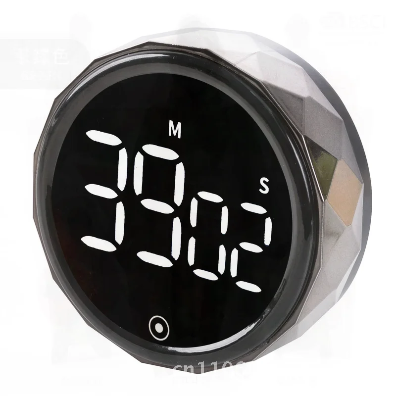 

Amazon Rotating Timer LED Silent Countdown Kitchen Timer Magnetic Self-Discipline Reminder for Beauty Sports Silver Black Gray