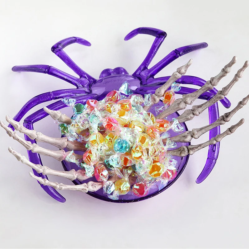 Spiders Shaped Food Tray Halloween Party Fruit Plate Purple Black Spider Candy Biscuit Packing Plate Halloween Party table Decor