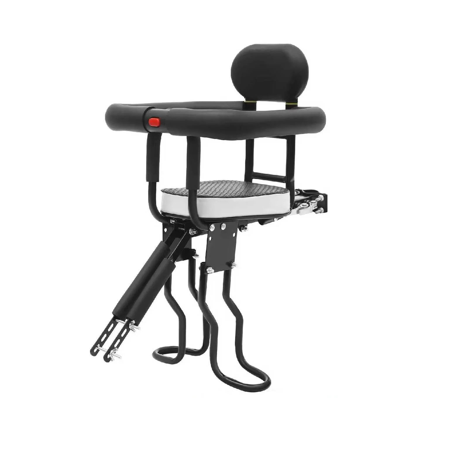 مقعد دراجة للأطفال مثبت على الأمام، حامل أطفال مثبت ثنائي النقاط 80 كجم، كرسي حماية آمن للدراجة الإلكترونية