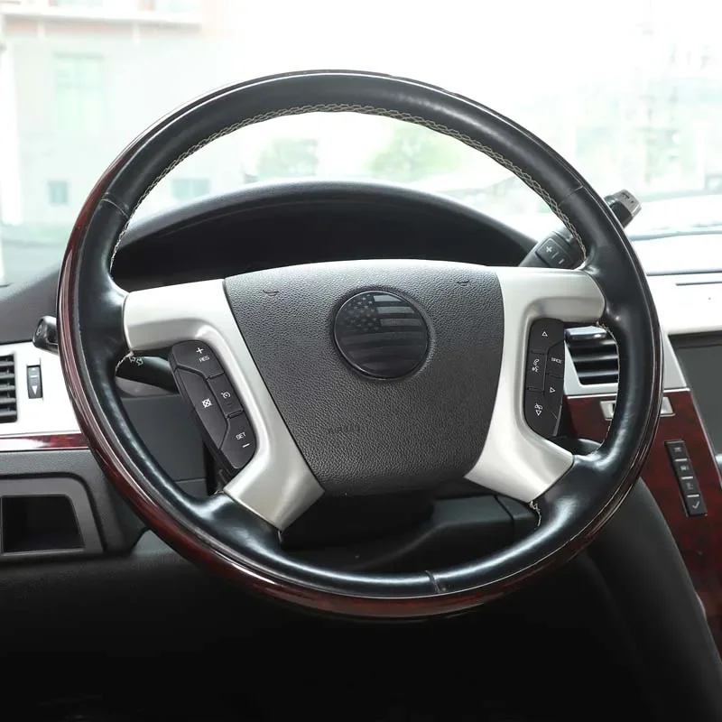 

ABS Black Car Steering Wheel Logo Cover Decoration Car Accessories For Cadillac Escalade 2007-2014