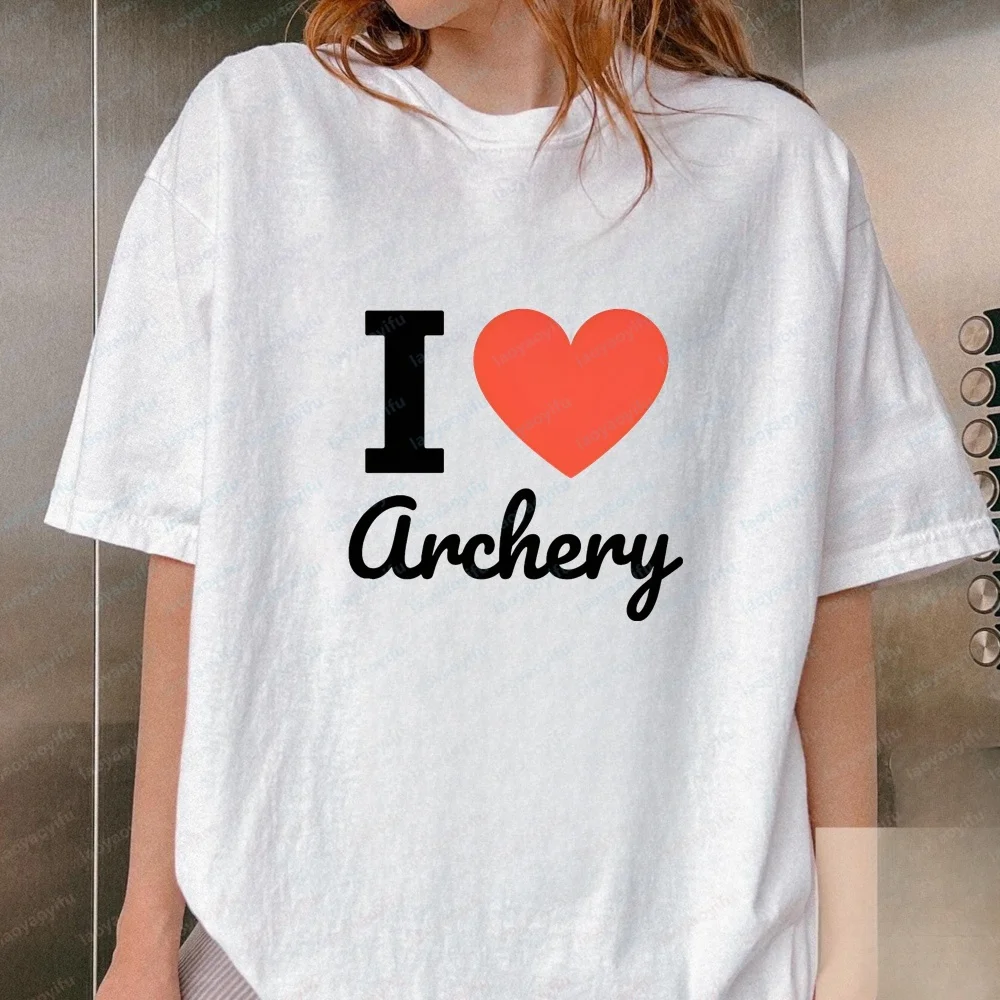 I Love Archery Bow and Arrow Sport Enthusiast - Casual Fashion Fun Crazy Unisex Short-Sleeved T-Shirt for Both Men and Women