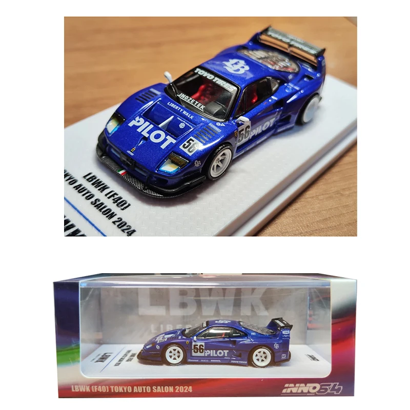 Nieuw 1:64 verzamelautomodel F40 Auto Salon blauw legering speelgoedautomodel geschikt voor verzamel- en vakantiecadeaus