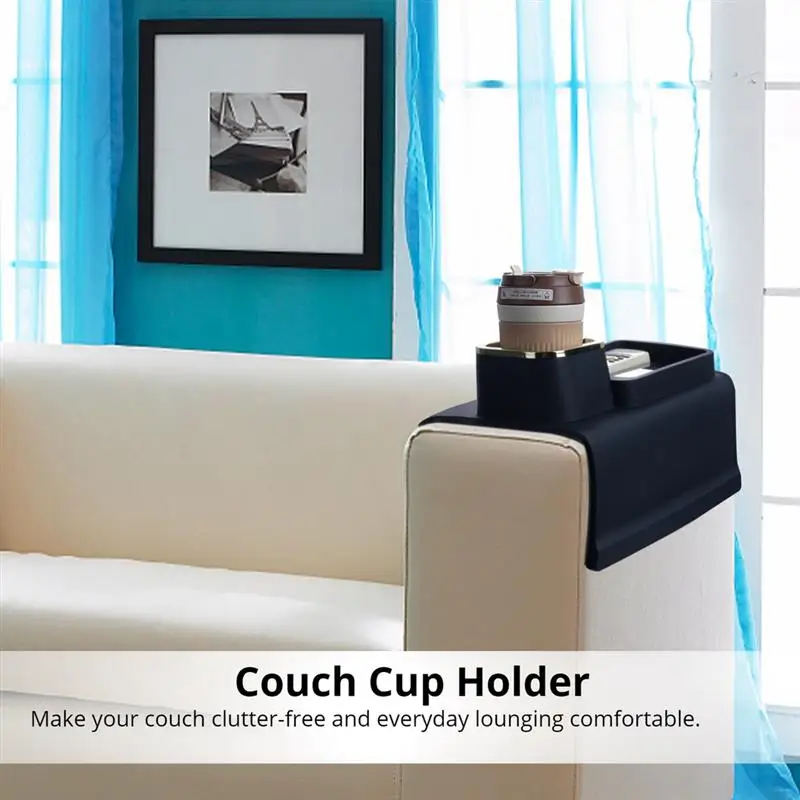 Couch Cup Holder Silicone Sofa Armrest Tray Portable Couch Drink Holder Anti-Slip Sofa Drink Holder Strong Couch Tray For Remote