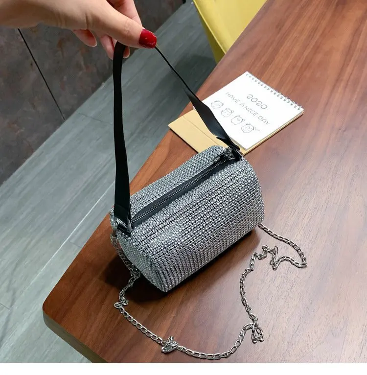 Bolsos de mensajero cruzados pequeños con diseño de diamantes brillantes para mujer, bolsos de hombro de viaje de alta marca a la moda, bolsos