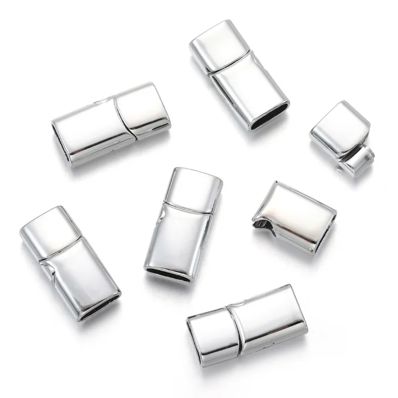 5Pcs Stainless Steel Magnetic Clasps Hole 12*6mm 8*4mm 10*5mm For Leather Cord Bracelet Magnet Lace Buckle Diy Jewelry Making