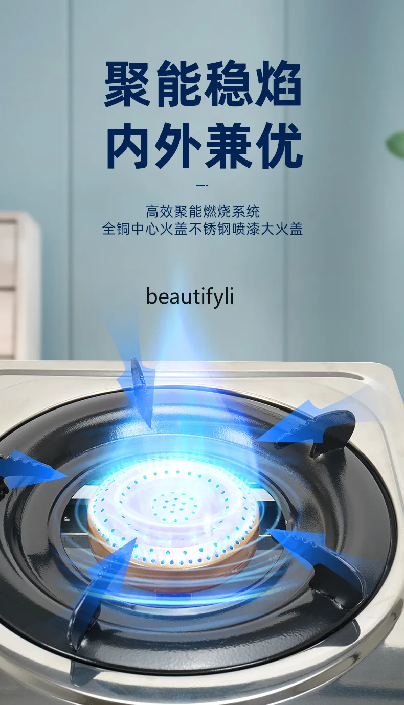 Fornitura del produttore Stufa a gas in acciaio inossidabile a doppio occhio Stufa a gas da tavolo Utensili da cucina a gas liquefatto Commercio all'ingrosso