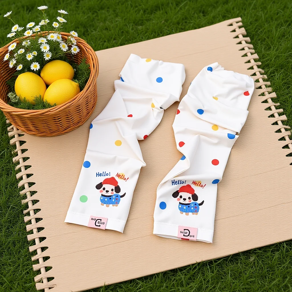 Summer Arm Protectors Ice Silk Ice Silk Arm Sleeves Cute Cartoon Sunblock Sleeves Skin-Friendly Uv Arm Covers For Walking Daily