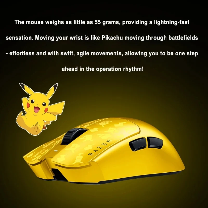 ماوس الألعاب اللاسلكي Razer Viper V3 Pro Pikachu، إصدار هدية معدل حمل 8 كيلو هرتز، 35000 نقطة في البوصة، مفتاح ماوس بصري من الجيل الثالث