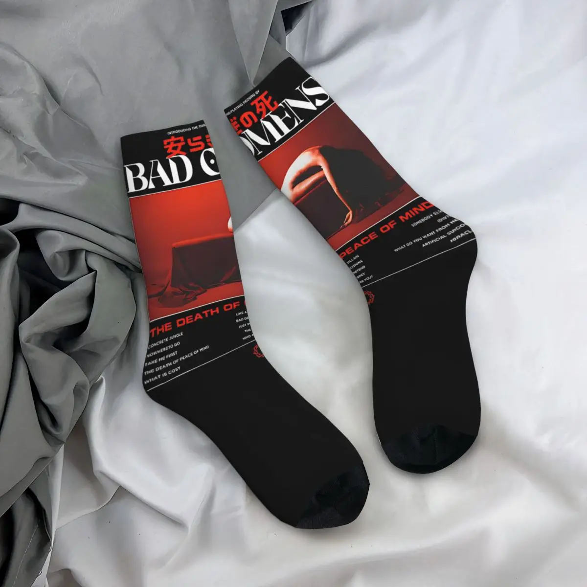 Bad Omens-Calcetines con estampado de Metalcore Band Merchandise, calcetín transpirable, The Death Of Peace Of Mind, para hombre y mujer, cómodos