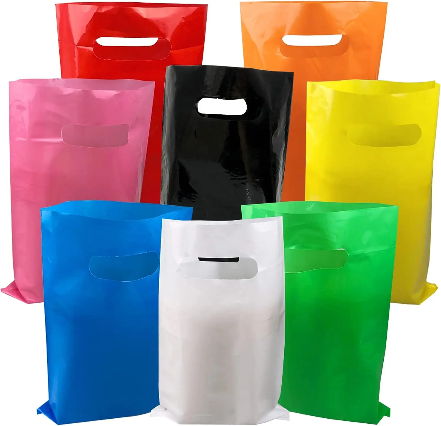 50pcs Plastic Gift Bags with Handles Party Favor Bags for Birthday Christmas Merchandise Plastic Shopping Candy Bags