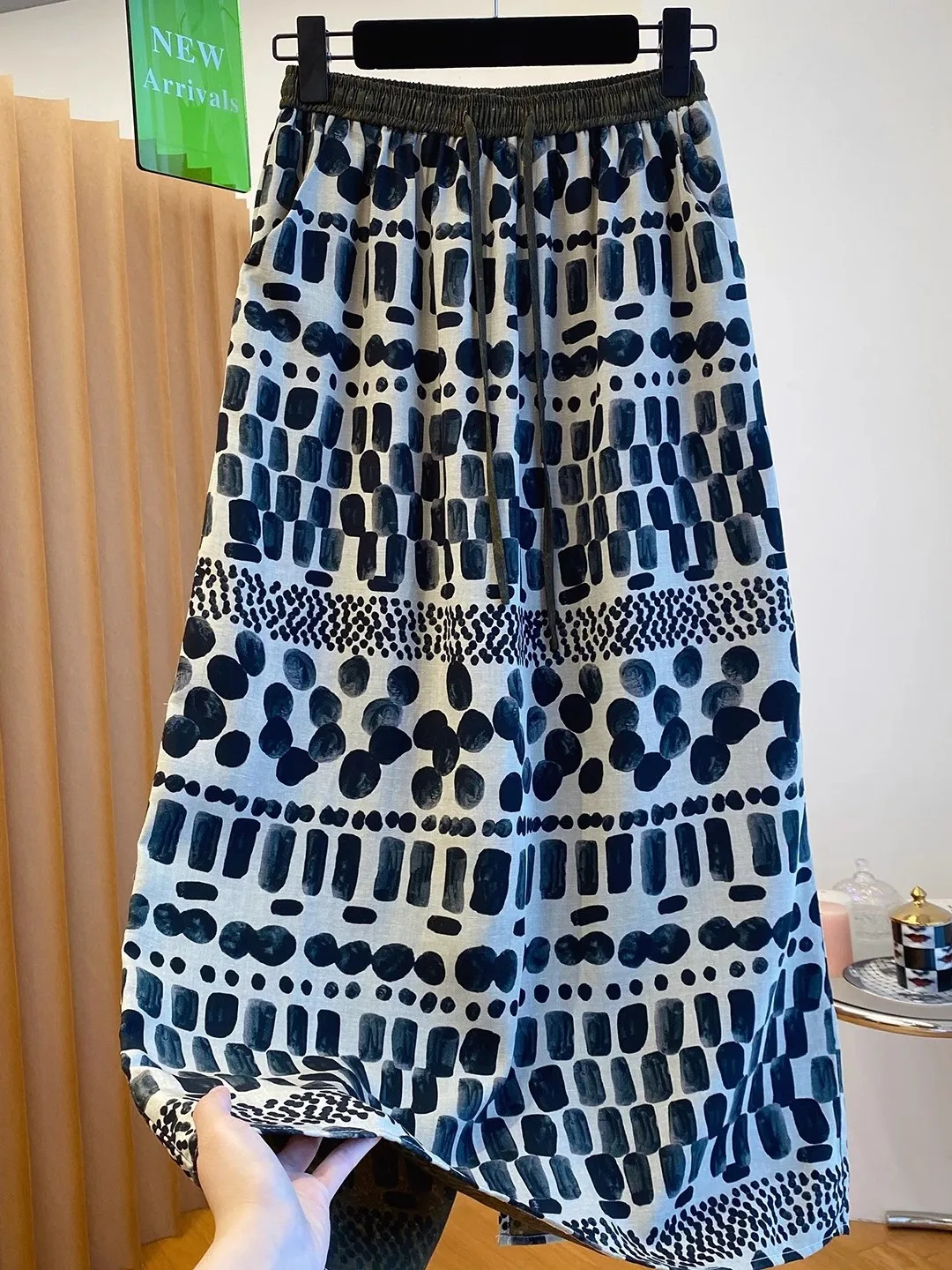 

Retro Print Rayon Cotton Linen f Skirt Women Summer New Loose Casual Lightweight Slim Straight Skirt Commute Sle