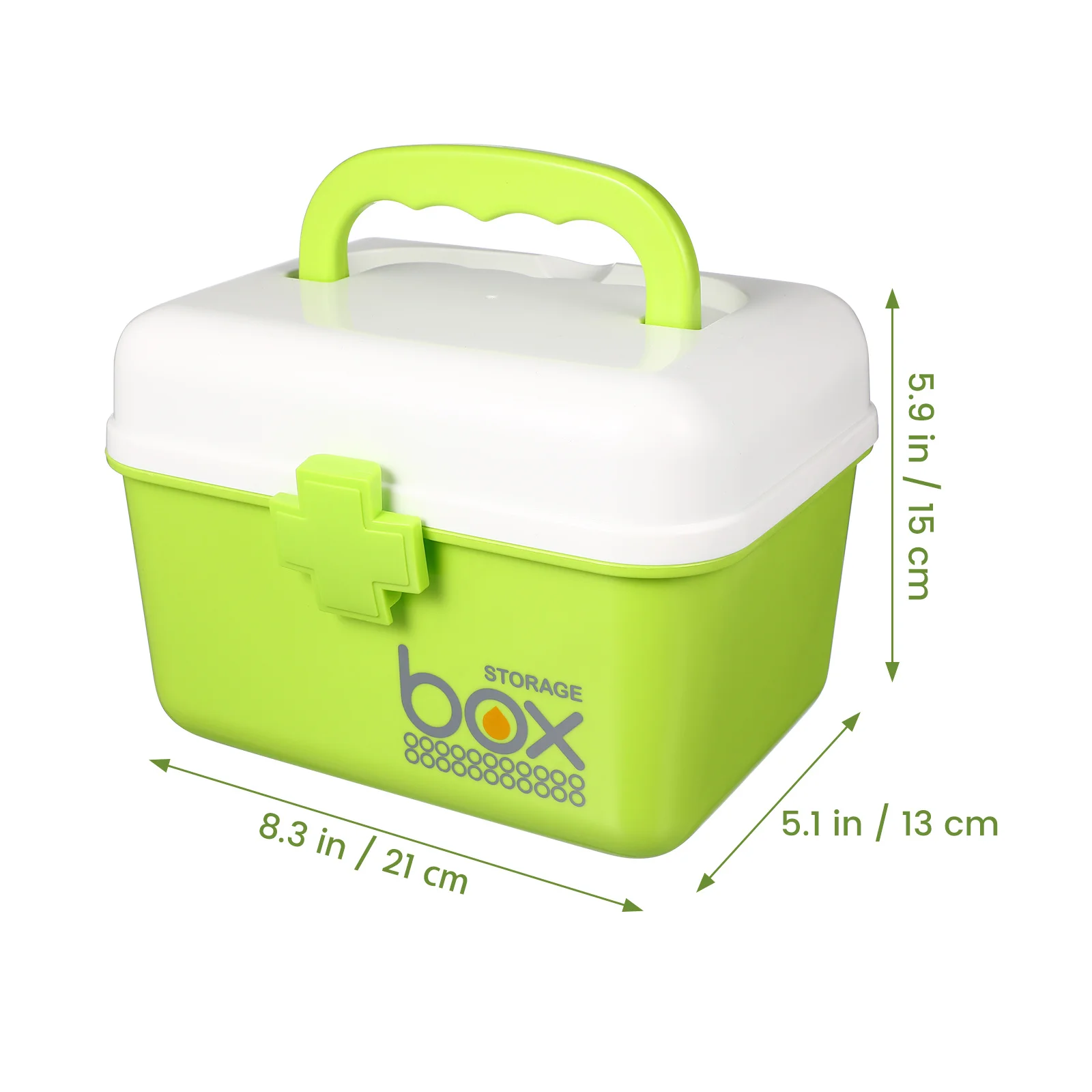 صندوق طبي محمول 21X16.5X15Cm أخضر طبقة مزدوجة المحمولة الطب المنظم دائم البلاستيك الإسعافات الأولية حقيبة للتخزين #4