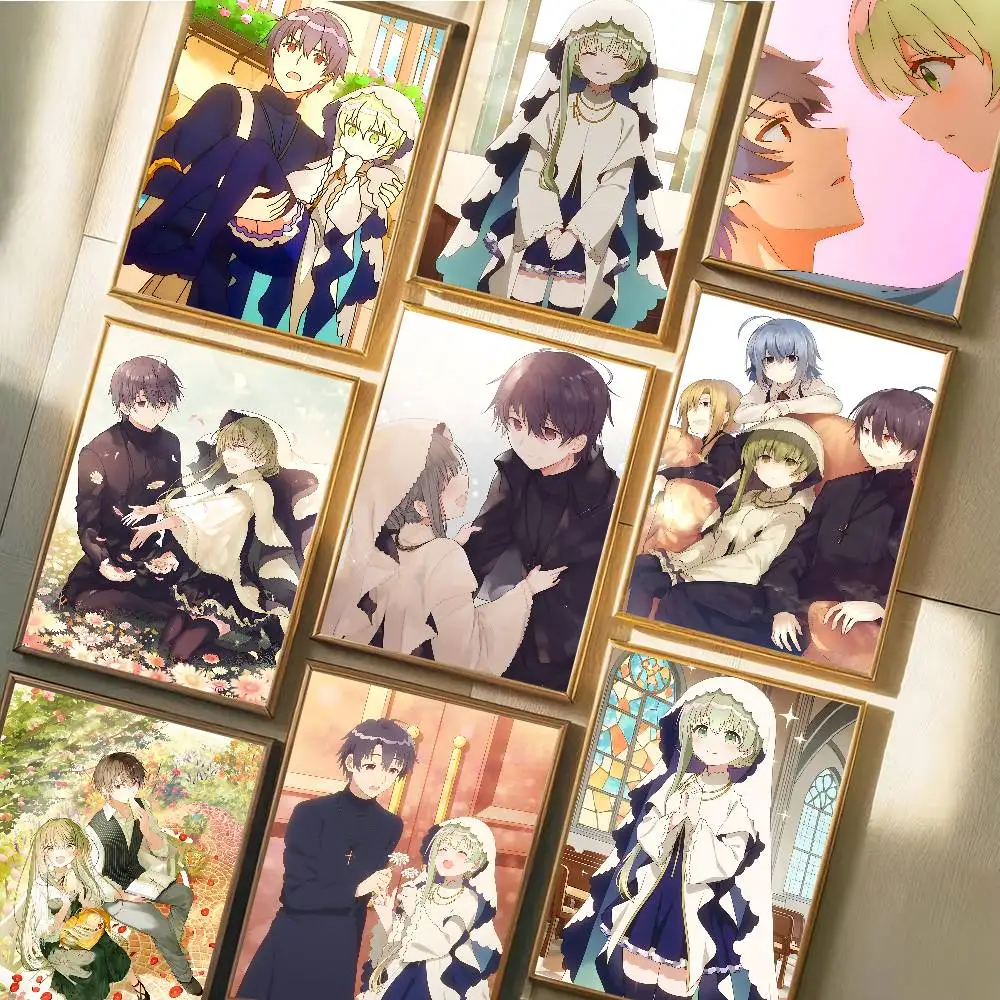 Anime S-Saint Cecilia and Pastor Lawrence Poster Self-adhesive Art Waterproof Paper Sticker Coffee House Bar Room Wall Decor