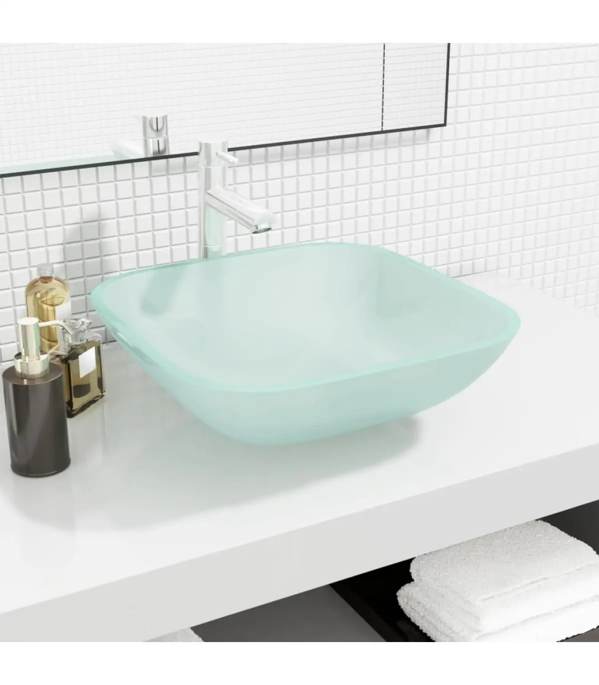 Washbasins frosted glass basin 42x42x14 cm