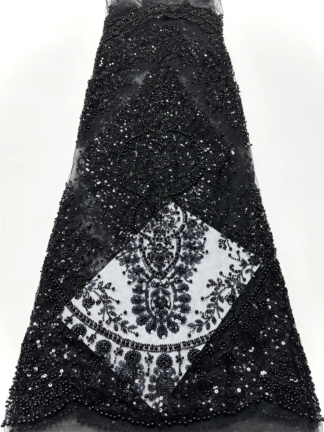 Latest High Quality African Handmade Beaded Lace Fabirc 2025 Sewing sequins Embroidery Nigreian Lace Fabric Women Wedding Dress