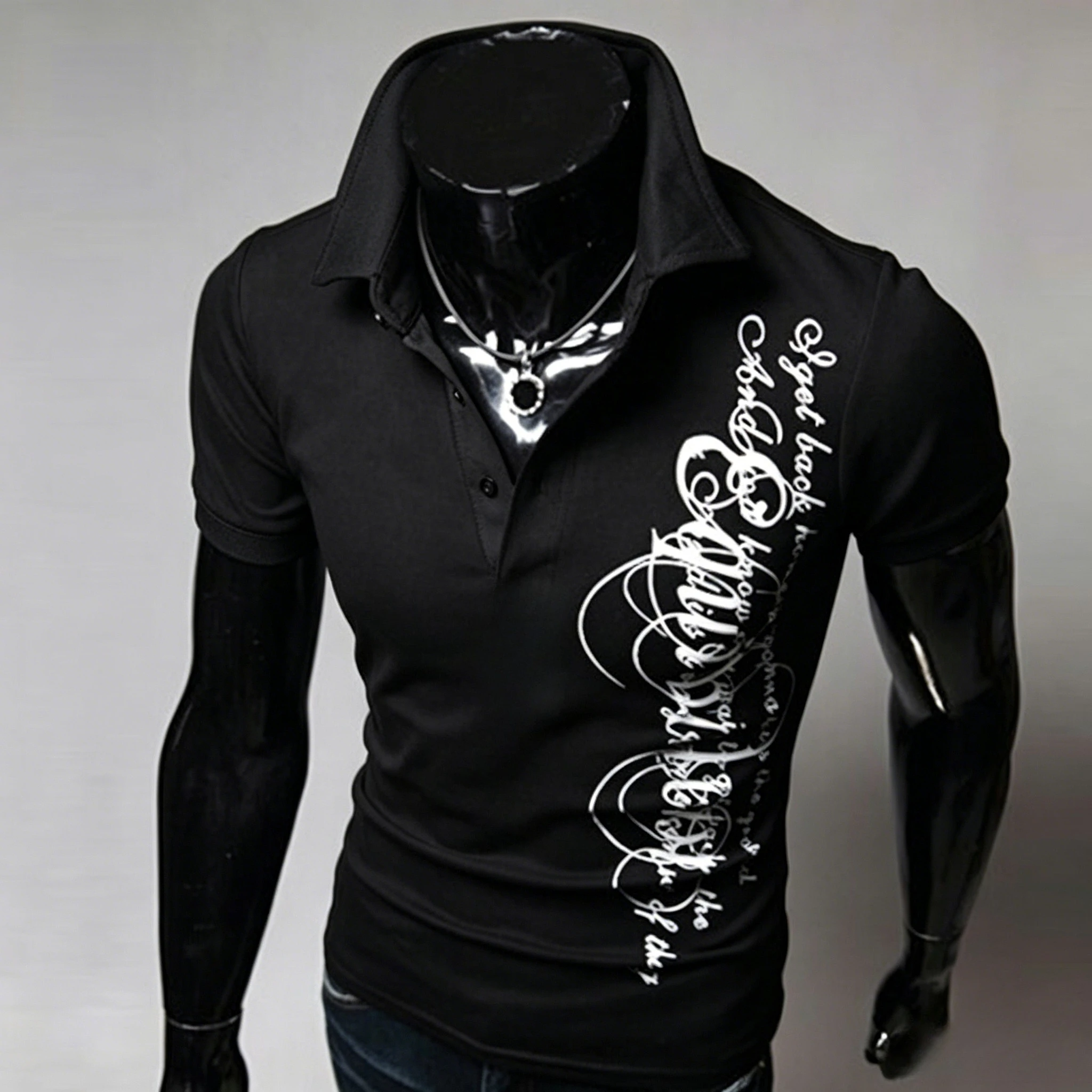 Polo-shirts  America Retro Street Minimalist and Fashionable Hip Hop Y2K Print Polo Shirt Men's Polo Summer