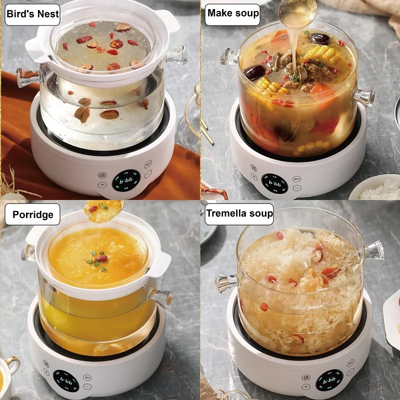 1.5L 110V/220V Health Pot Home Glass Bird's Nest Machine Multi-functional Flower Teapot 9.5h Reservation Waterproof Stewing Pot