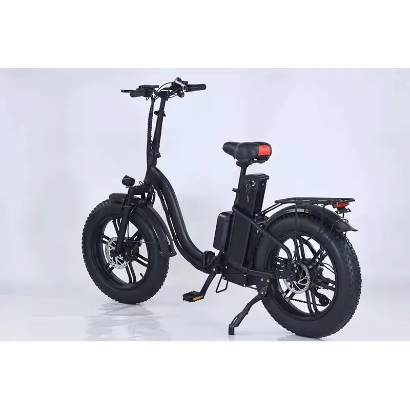 BR Foldable Electric Folding Bicycle Electric Fat Tire Bike Front And Rear Disc Brake Carbon Steel Frame Mini Ebike For City