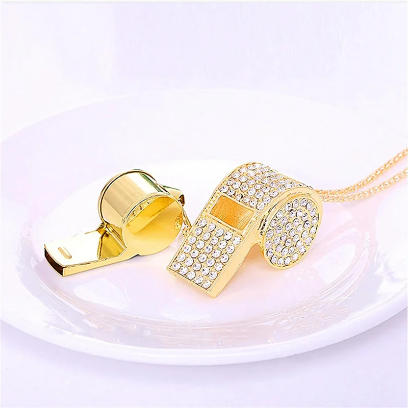 6X Whistle, Metal Crystal Rhinestone Whistle, Shining Whistle With Keychain For Referees, Coaches, Teachers