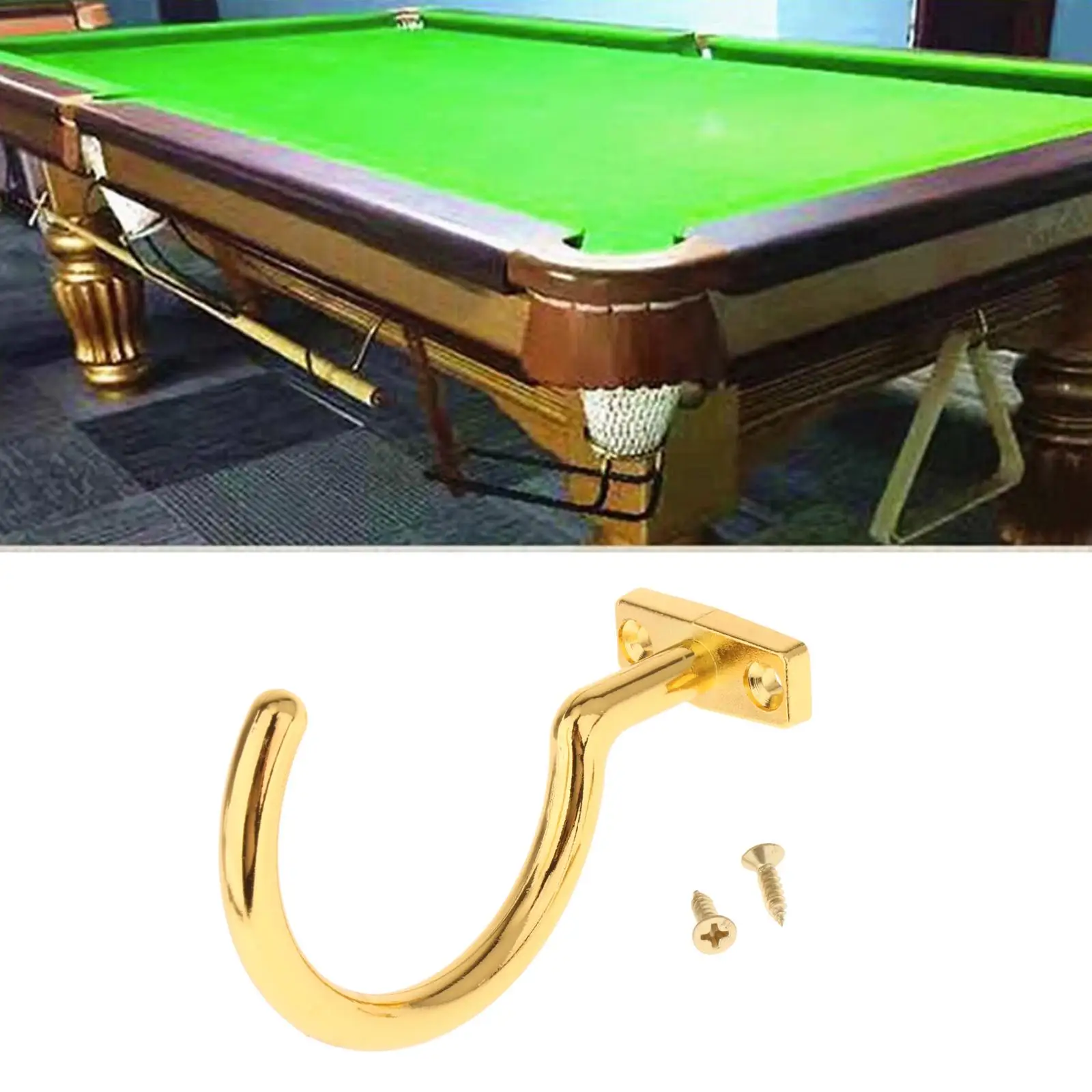 Gancho de Taco de mesa de billar, soporte de Metal dorado, gancho de piscina de varilla de puente