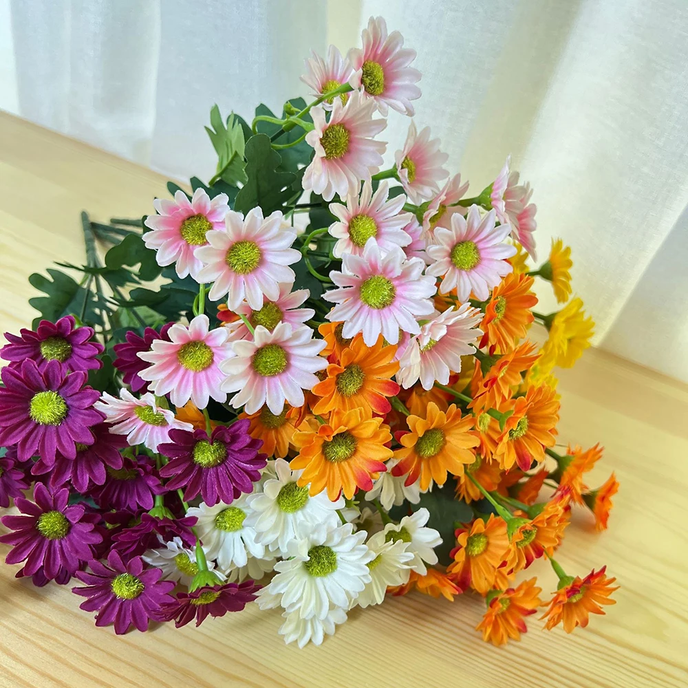 Artificial Flowers Daisy Silk Bouquet Fake Flower DIY Decor for Vase Home Wedding Christmas Flores Artificial Para Decoración